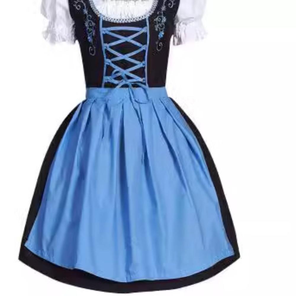 Women's Square Neck Short Sleeve Mini Dress Slim Fit Oktoberfest Dirndl Beer Festival Costume Dress