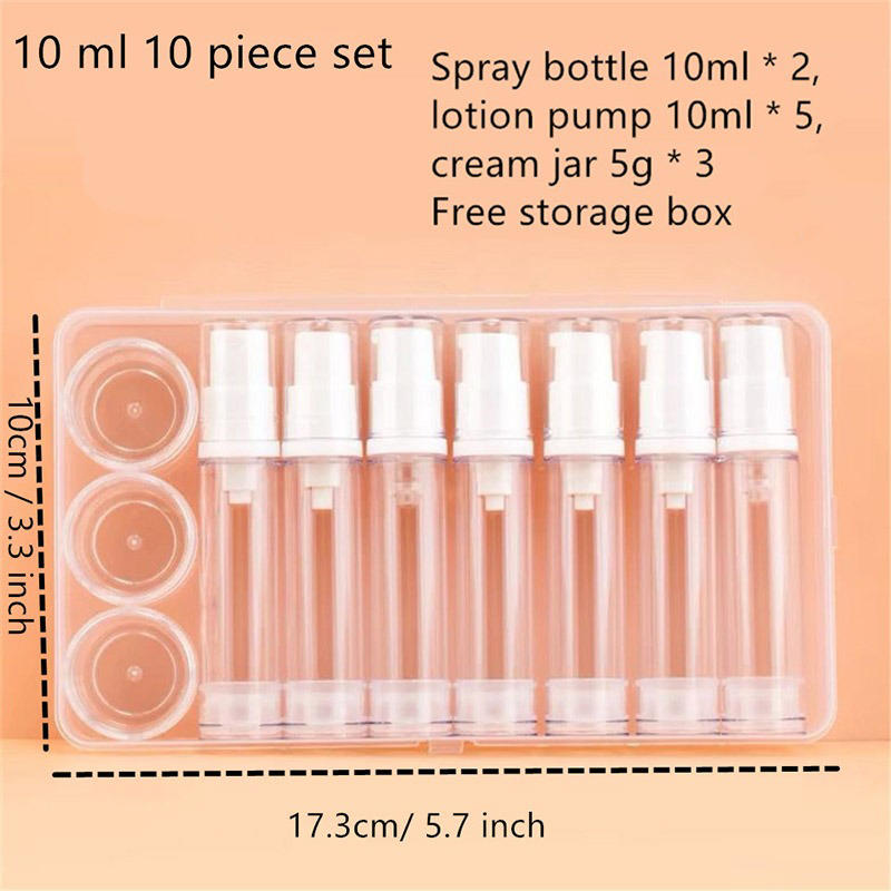 1 Set 5-10ML Clear Empty Refillable Airless Vacuum Pump Cream Lotion And Spray Portable Bottle Sample Packing For Toiletries