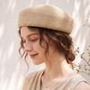 Casquette Beret en Paille Tressée pour Femme Respirante Légère Style Français d'Été Casquette Plate Chapeau de Soleil
