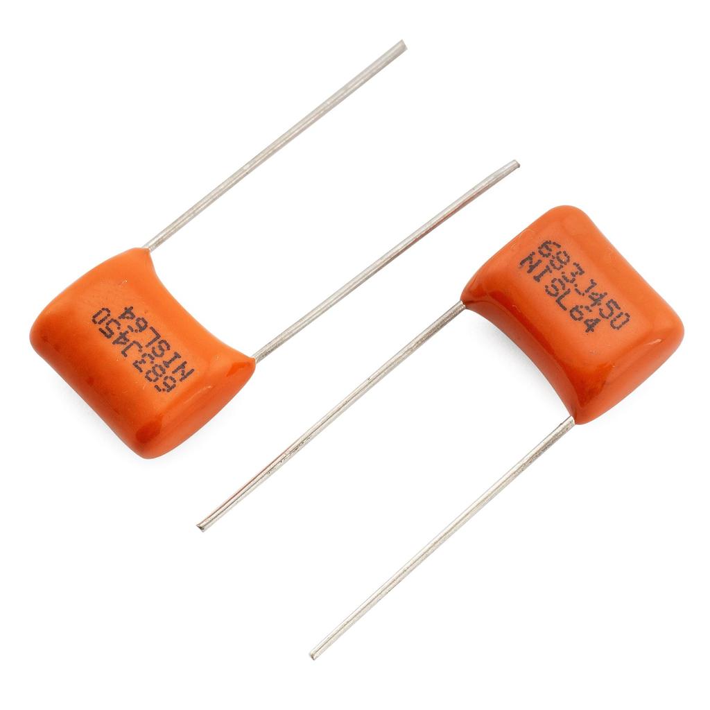 Musiclily Pro NISSEI Arancione Metallizzato Polipropilene CBB per Chitarre Elettriche e Bassi di Condensatore, Film, 0.068uF, 5%, 450V, (Impostare 10)
