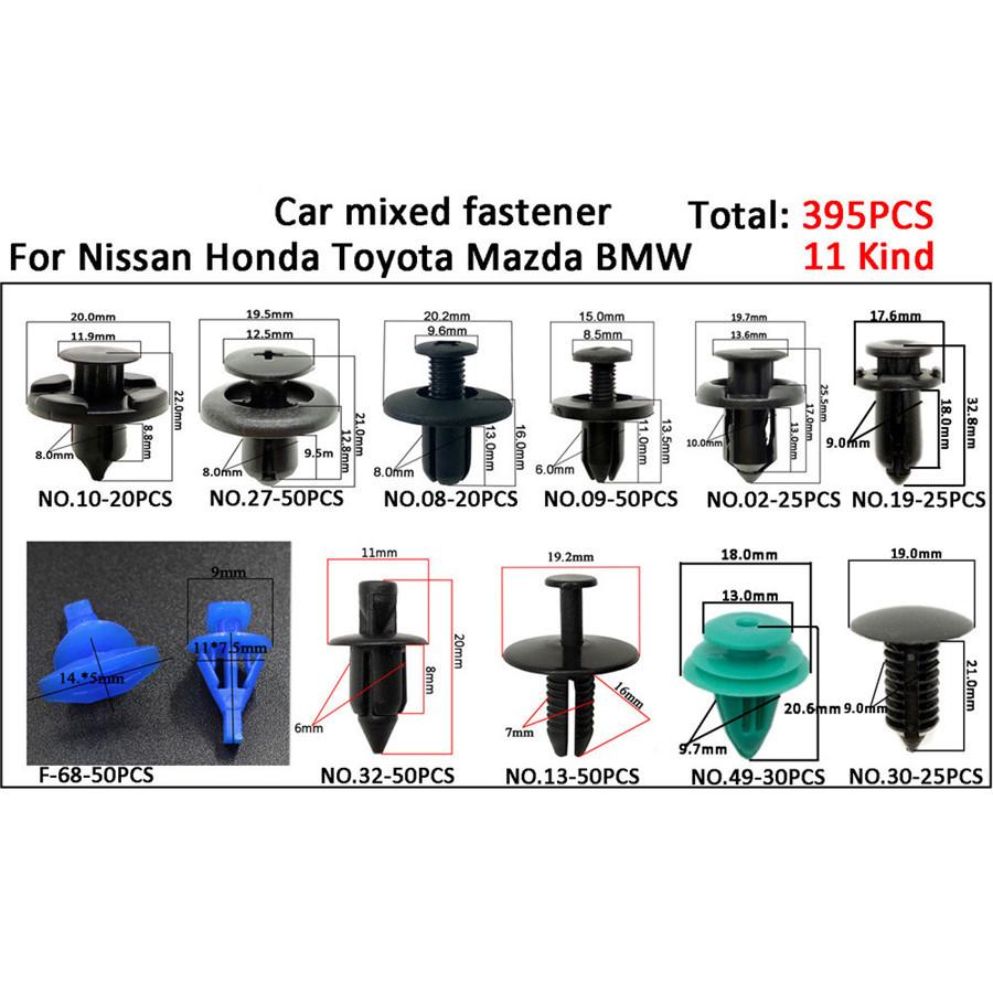 6-10Mm For All Cars Mixed Auto Fastener Clip Plastic Box-Packed Car Door Bumper Fender Liner Sealing Strip Fixed Clips 395Pc With Tool