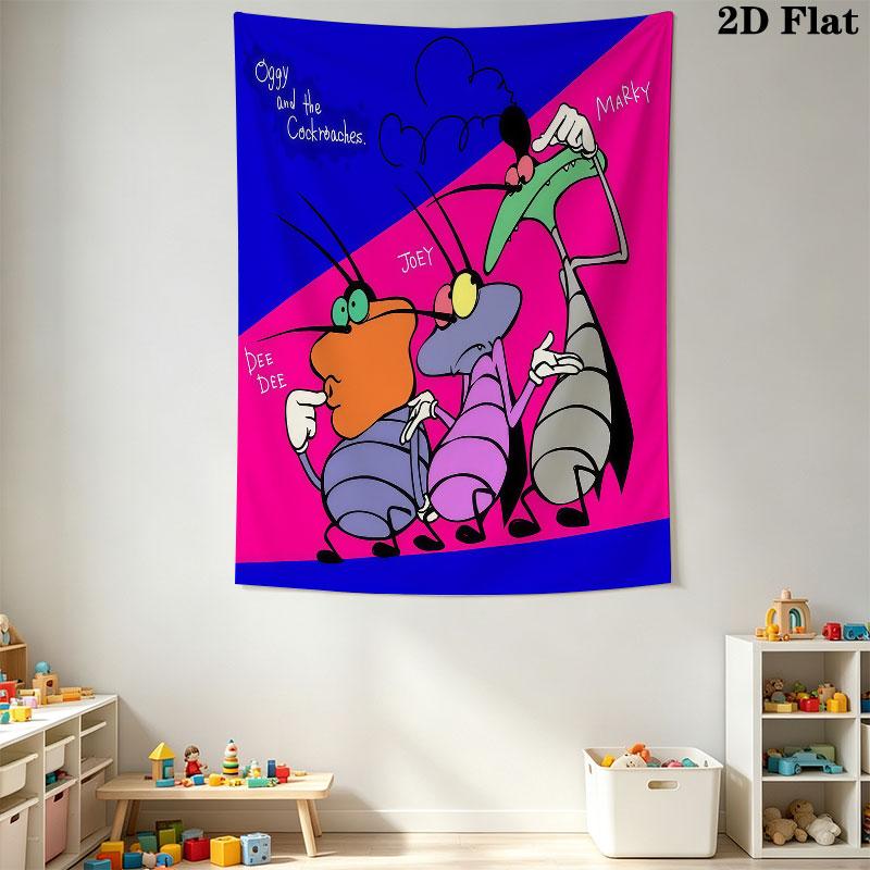 Oggy Wall Tapestry Aesthetic Wall Hanging Printed Fabric Blanket Decorative Tapestries for Bedroom Living Room Home Decor