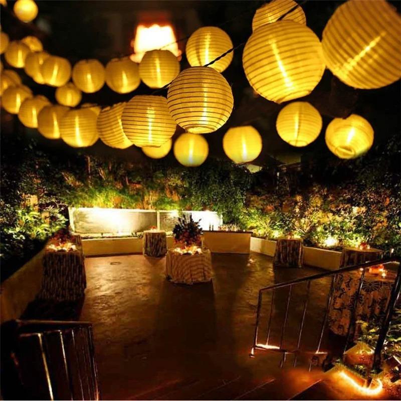 Lanterne 5W Catena Luminosa Solare a LED per Esterno Giardino Recinzione Ghirlanda di Luci Fata per Natale Matrimonio Festa Patio