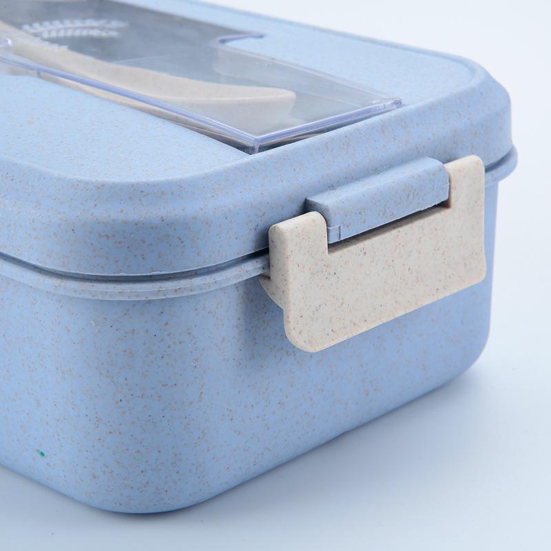 Wheat Straw Bento Lunch Box with Cutlery - Portable, Sealed, Compartmented for Students & Office Workers