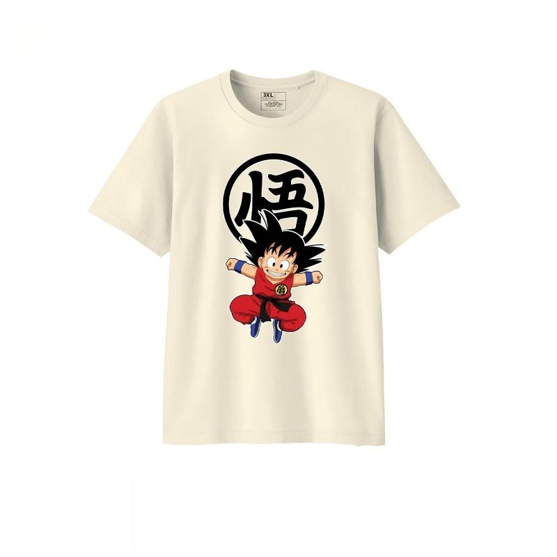 2026 Summer Dragon Ball Childhood Goku 100% Cotton Printed T-shirt Men's New Anime Printed Casual Japanese Loose Plus Size Y2k