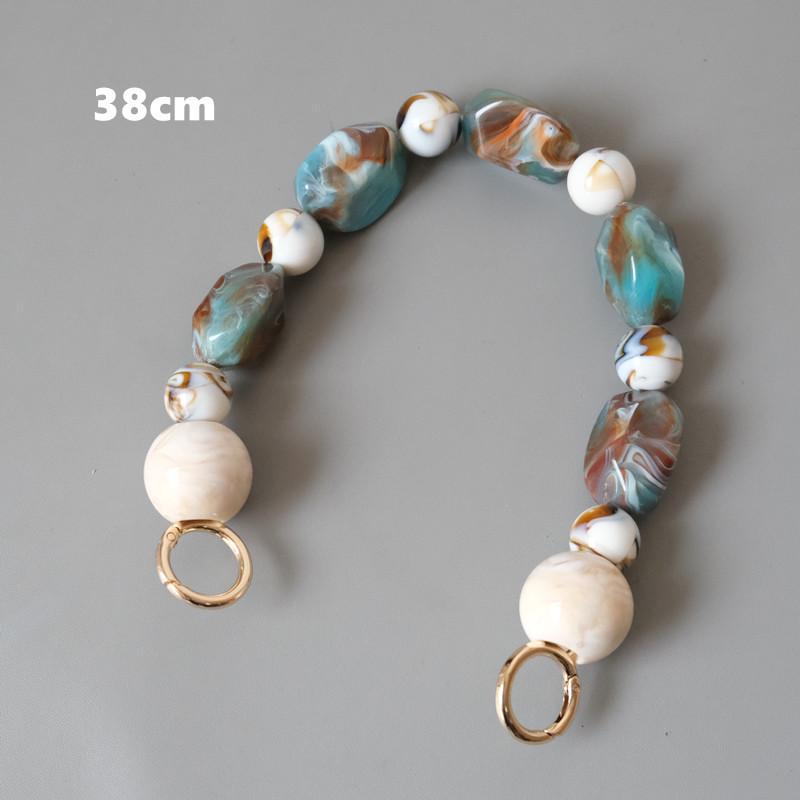 

Новая модная женская сумка, аксессуары для сумок, белые, бежевые бусины, цепочка из акриловой смолы, роскошный ремень, женский роскошный клатч на плечо 38CM бежевый