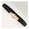 Womens Stylish Pu Elastic Waist Belt Versatile For Dresses And Skirts In Black Minimalist