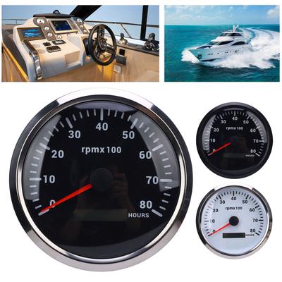 110mm 4-3/8in Tachometer 7 Color Backlight 9-32V 8000RPM Gauge with Hour Meter for Car Yacht RV Boat Truck Marine Tachometer