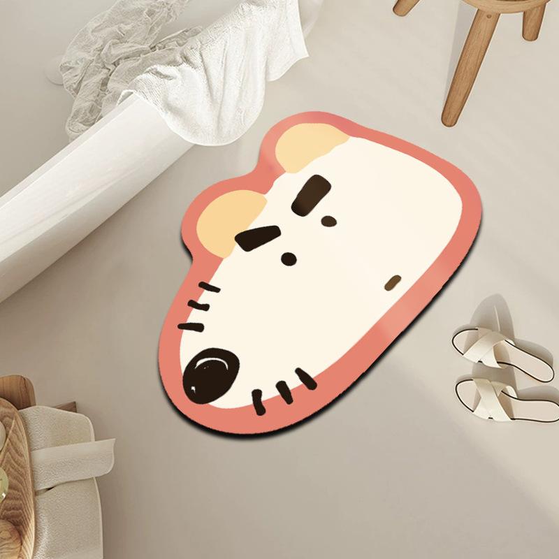 Cartoon Animal Doormat - Diatomaceous Earth Entrance Mat, Quick-Dry Absorbent Floor Mat For Bathroom, Durable And Non-Slip For Home Entryway