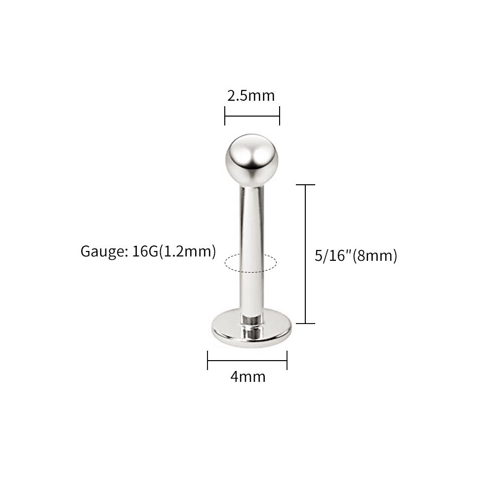 10pcs/lot Right Grand ASTM F136 Titanium Internal Threaded Labret Stud Body Piercing 3mm Ball Labret Monroe Lip Ring for Women