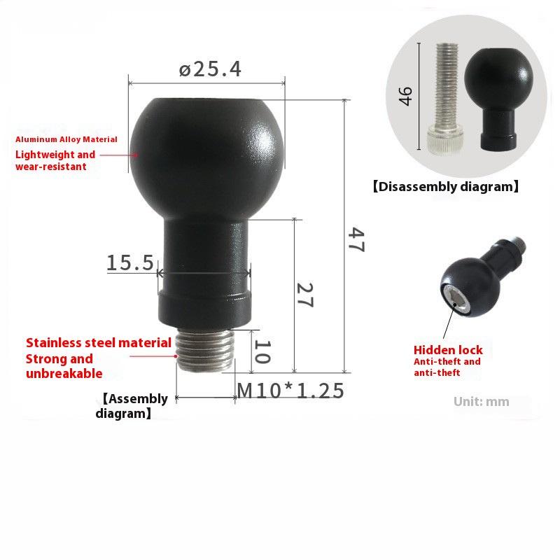 1 Piece Motorcycle Sport Camera Mount Connector 17Mm/25.4Mm Ball Head To M6 M8 M10 Screw Bracket Connector For Camera