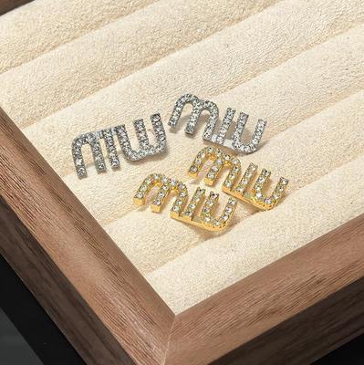 2025 Miu Series Luxury Diamond Letter Stud Earrings - Chic High-End Style for Women