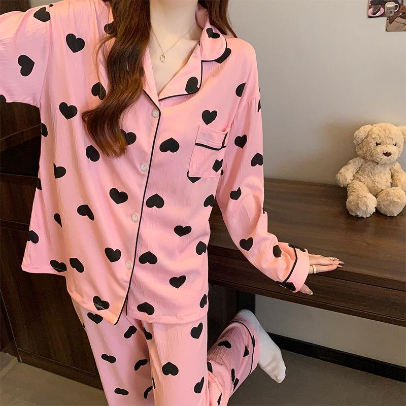 High-End Love Pink Pajamas Women'S Spring And Autumn New Long-Sleeved Loose Suit Loungewear