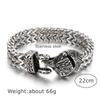 Punk Vikings Norse Wolf Bracelets Men Stainless Steel Biker Animal Bangles Nordic Mythology Jewelry Wolf Snake Eagle