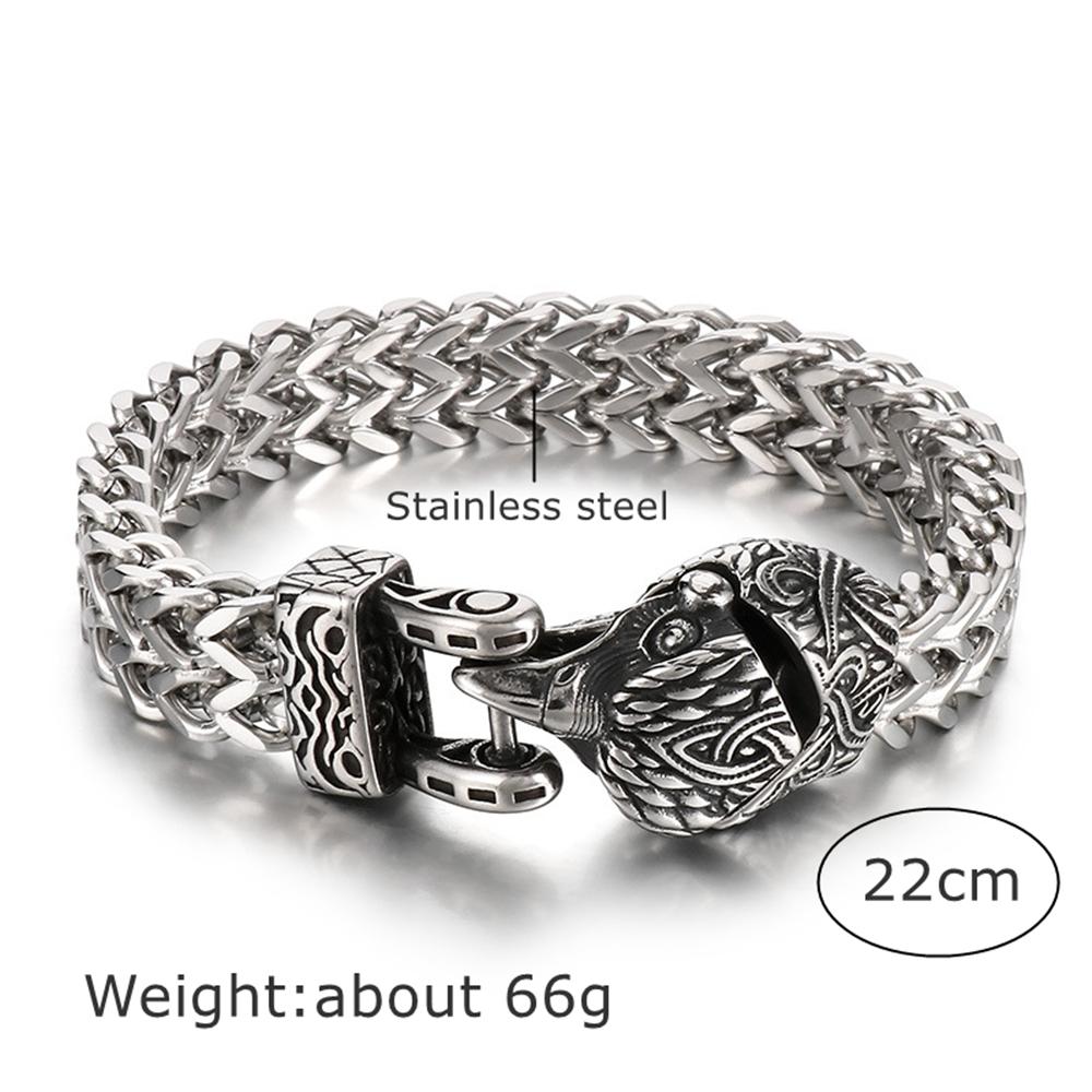 Punk Vikings Norse Wolf Bracelets Men Stainless Steel Biker Animal Bangles Nordic Mythology Jewelry Wolf Snake Eagle