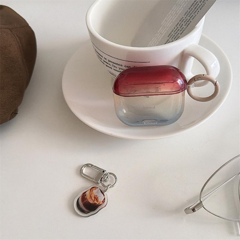 Transparent Gradual Change Coffee Pendant AirpodsPro1 Earphone Case for Apple 1/1/1/1st Generation Bluetooth Case