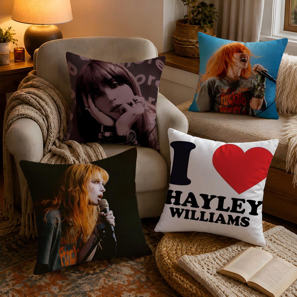 Hot Singer HHayley Williams Pillow Case Soft Plush Cushion Cover Double Print and Invisible Zipper for Sofa Home Car Use