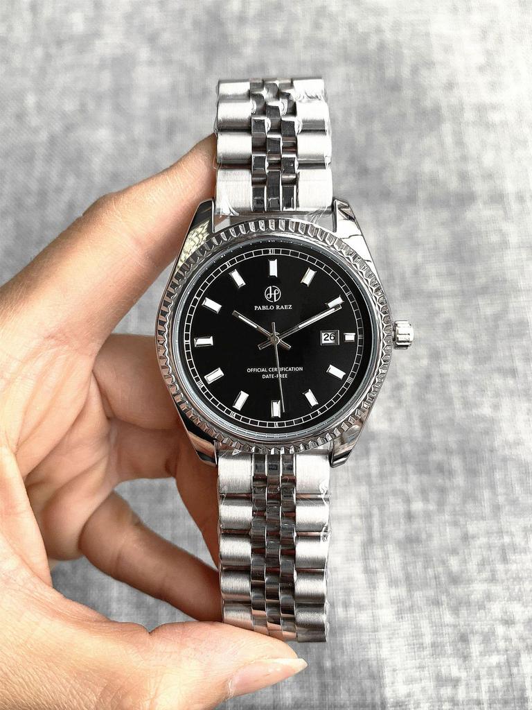 PABLO RAEZ Men's Quartz Business Casual Waterproof Steel Watch with Calendar