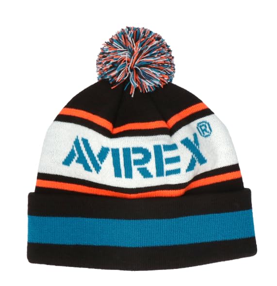 

Avirex Knit Beanie with Charcoal Pompon, 89
