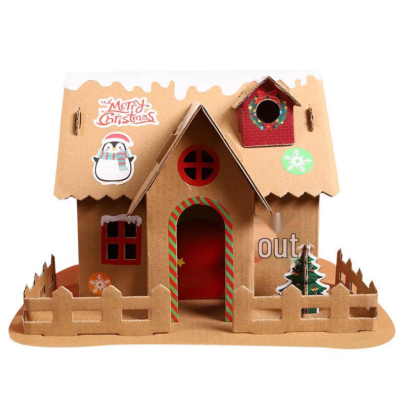 Luminous DIY Gingerbread Snow House Kit for Kids - Handmade Christmas Decoration