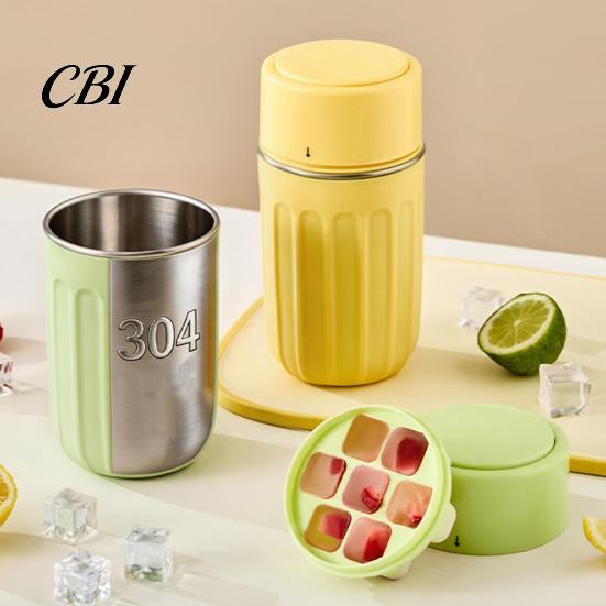 Press And Release Ice Mold 2-in-1 Cube Bottle, to Release, Stainless Steel Bottle Quick Tray Design, Portable Leakproof Maker for Home Camping