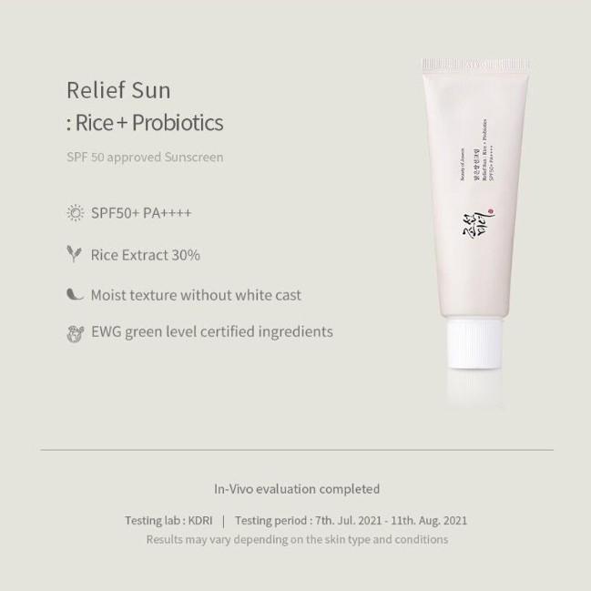 Beauty of Joseon Soleil de secours: Riz + Probiotiques (SPF50+ PA++++) Set 50ml (+10ml*2)