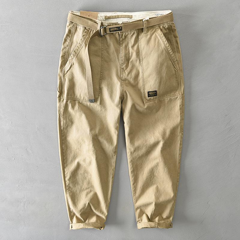 

Z329 Men s Multi-Pocket Cotton Work Pants - Autumn/Winter Japanese Casual Style 32 хаки