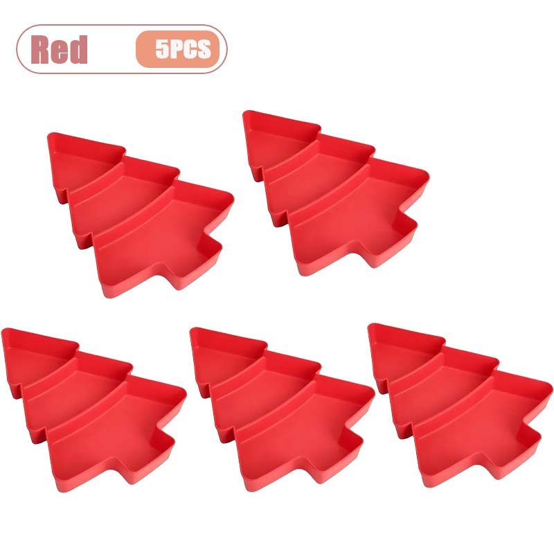 1-10PCS Plastic Divided Fruit Tray Christmas Tree Candy Dish Snack Plate Decorative Compartment Serving Tray for Living Room