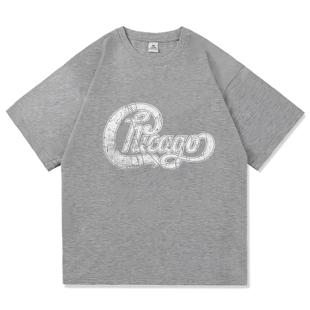 Chicago America's Band Logo Printed Tshirt Short Sleeve Cotton Fashion Female T-shirt Unisex Streetwear Casual Women Men T Shirt