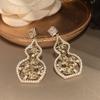 Zircon gourd hollow flower earrings light luxury high-end temperament stud earrings niche design earrings