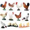 Kids' Farm Animal Toy Set: Rooster, Hen, Chick Figurines
