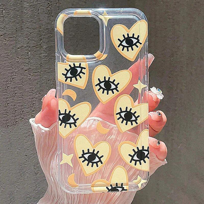 Multicolor Love Heart Eyes Anti-drop Soft Case For iPhone 13 11 12 14 15 Pro Max 7 8 Plus SE 2 3 X XR XS Max Airbag Clear Cover