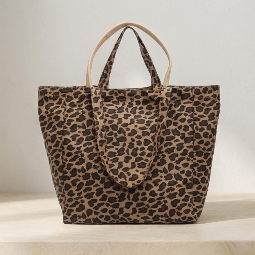 

Large Capacity Leopard Print Canvas Tote Bag Women Fashion Casual Shoulder Crossbody Handbag Shopping Purse коричневый