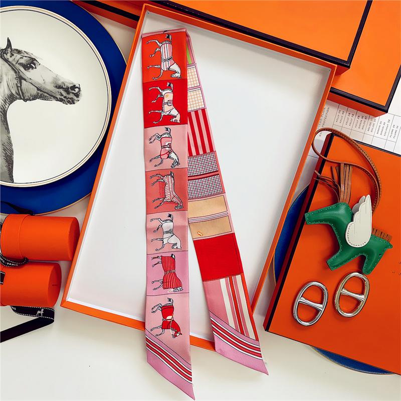 Cachecol de Seda 100% de Alta Qualidade Marca de Luxo Mulheres Faixa de Cabeça Faixa de Cabelo Foulard Gravata Lenço de Pescoço Cachecóis Skinny Acessórios