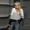 New Loose Color Splicing Zipper Hooded Long Sleeved Blouse Autumn and Winter Top Women Casual Simple Fashion Elegant Office Women's Clothing