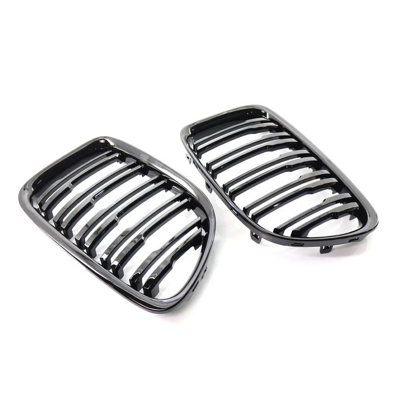 Car Gloss Black Front Bumper Grille For E84 X1 18i 20i 25i 28i 2009-2015 Sport Grill Double Slat Line Grilles Kindey Grills