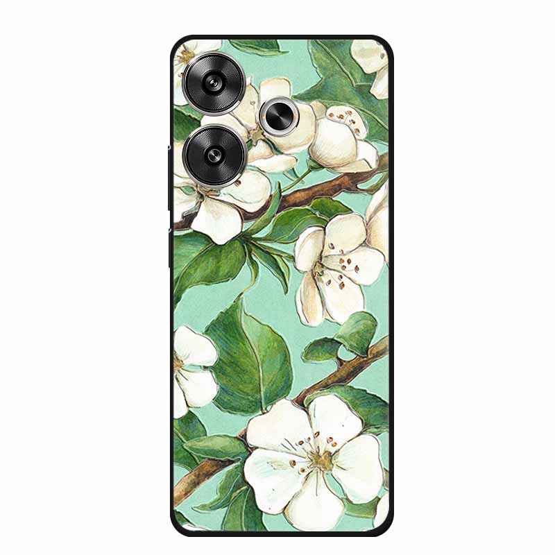 3D Embossed Case For Xiaomi Poco M6 4G Phone Case M 6 Plus Flowers Silicone Soft Coque For Xiaomi Redmi 13 13x Back Cover Case