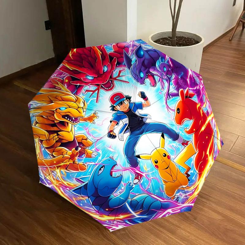 1PC Pokemon, Pikachu Automatic Folding Umbrella | Vibrant Motif & Compact Design for Everyone, On-the-Go Essential - Gift-Worthy Style yy250930036