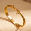 Elegant Stainless Steel Open Bangle: Simple Fashion Temperament Bracelet for Women