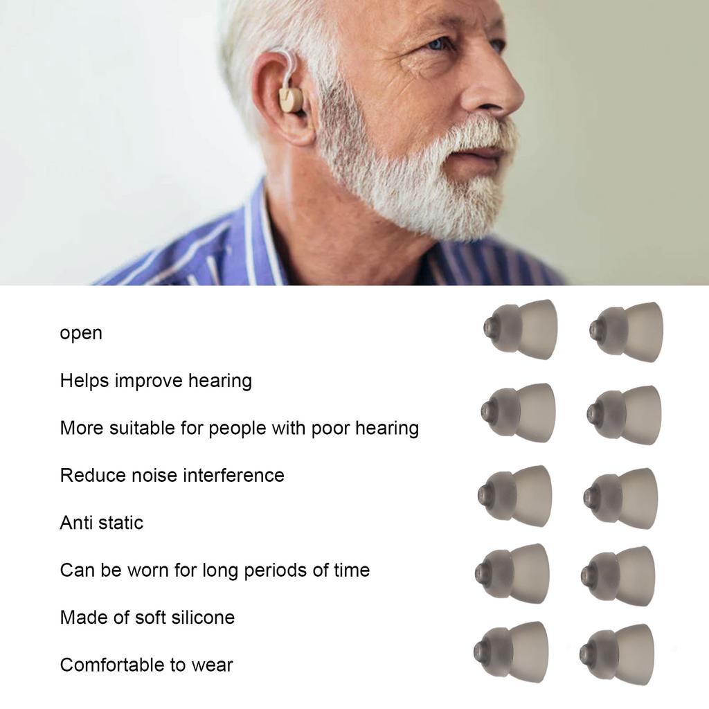 10 Stück Schallverstärker Ohrstücke Silikon Hörgerät Ohrstücke Spitze Doppelschicht Offen für Hörschäden zum Austausch