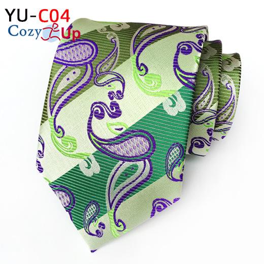 3.15" Fashion Striped PaisleyTie Men Flower Necktie for Wedding