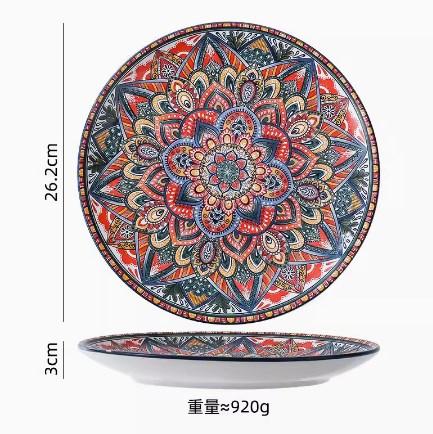 Nuovo Stile Boemo Ceramica Piatti per la Casa con Manici Ciotole Piatti e Set di Piatti per la Casa