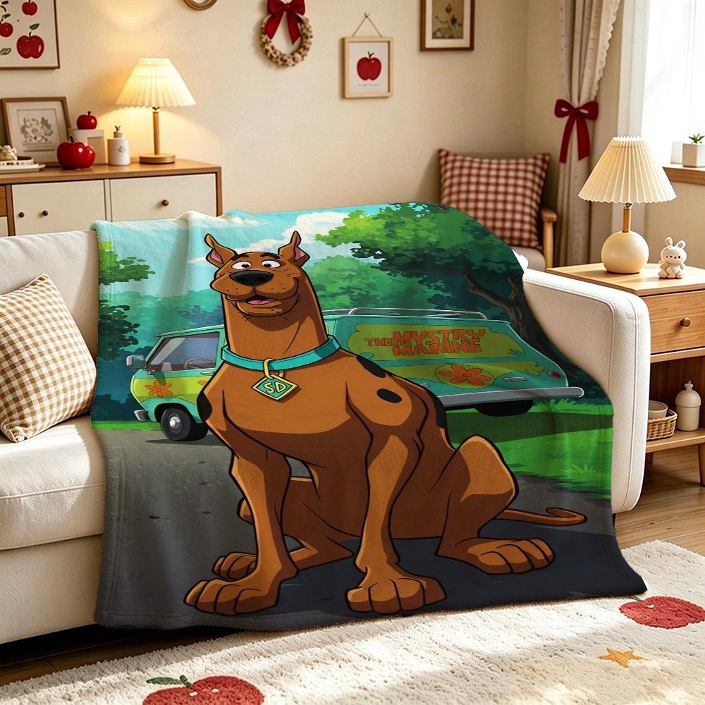 Scoobydoo Mystery Machine Anime Cartoon Flannel Blanket Comfortable Skinfriendly Throw Blanket For Bedroom Bed Sofa Home Decor Christmas Gift