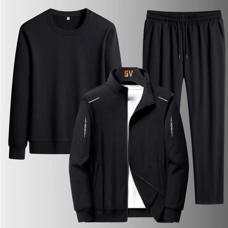 2026 spring new men's casual cardigan sweater jacket set stand-up collar simple thin sports