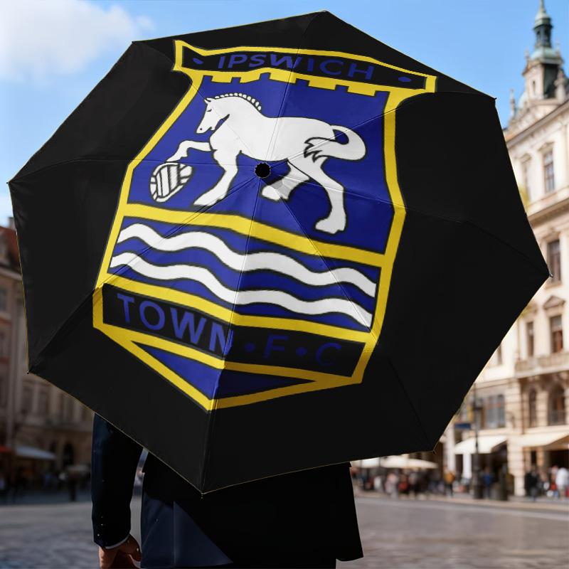 1PC Town Football Club Crest Printed Umbrella Folding umbrella, automatic umbrella 8-Frame for Travel, camping Fan gifts Christmas Gifts