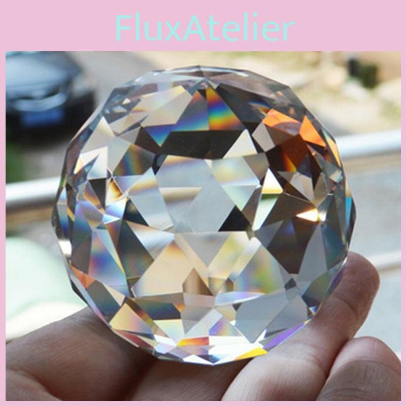 Sophisticated Clear Cut Crystal Sphere 50mm Faceted Gazing Ball Prisms For Modern Home Decor