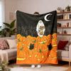 Modern Pumpkin & Black Flannel Throw Blanket - Soft Suitable for All Seasons Cozy Bedspread Suitable for Sofa, Bed, Camping, Travel - Warm Contemporar