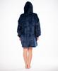 Bluza koc kocobluza 2w1 oversize xxl z kapturem gruba sherpa granatowa