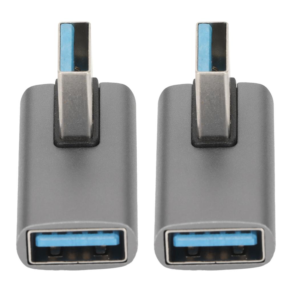 2Pcs USB3.0 Male to Female Adapter 10Gbps Rapid Heat Dissipation Small Portable 90 Degree USB Adapter for Home Office