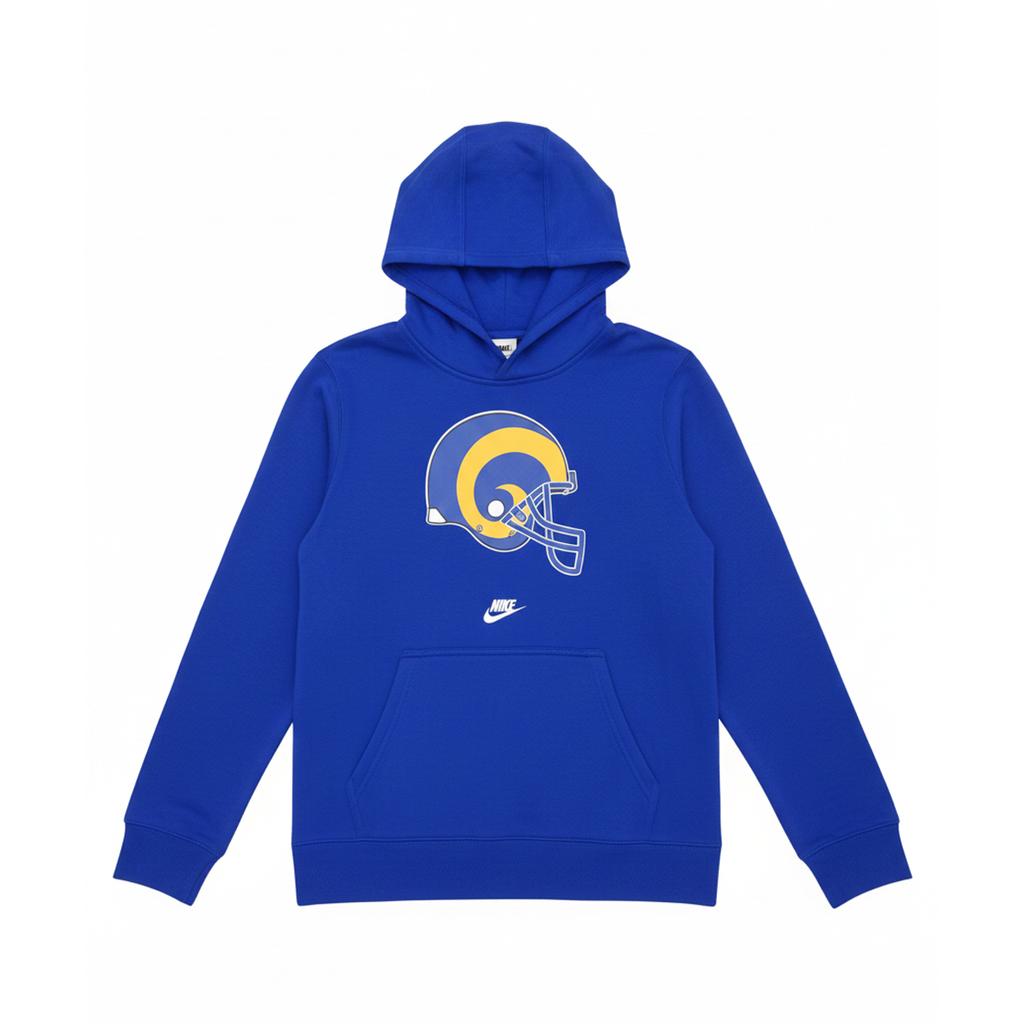 Nike × NFL Los Angeles Rams Fashion Simple Comfortable Warm Hooded Pullover Long Sleeve Sweatshirt Fleece Kids sweatshirt Royal-Blue 3Z1B7NFEX-RAM